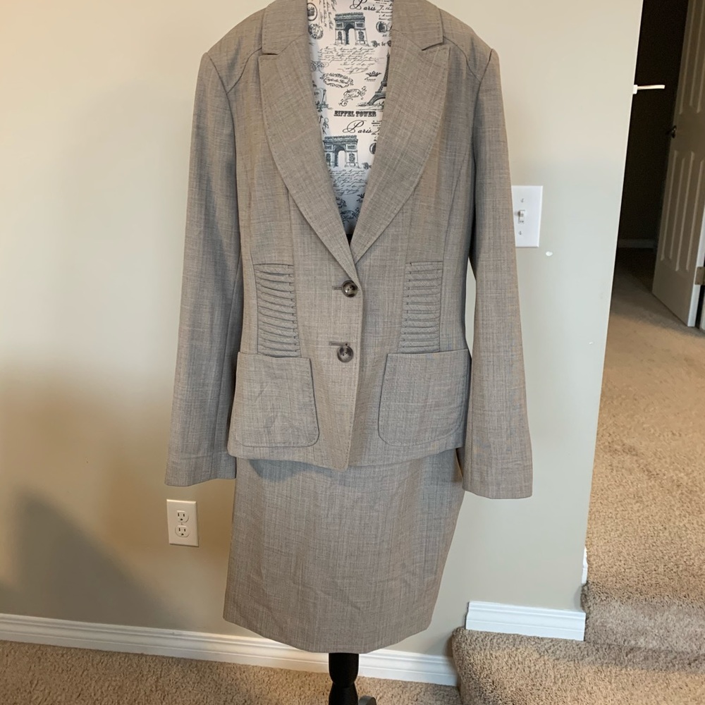 Le Chateau Gray Blazer and Skirt Set